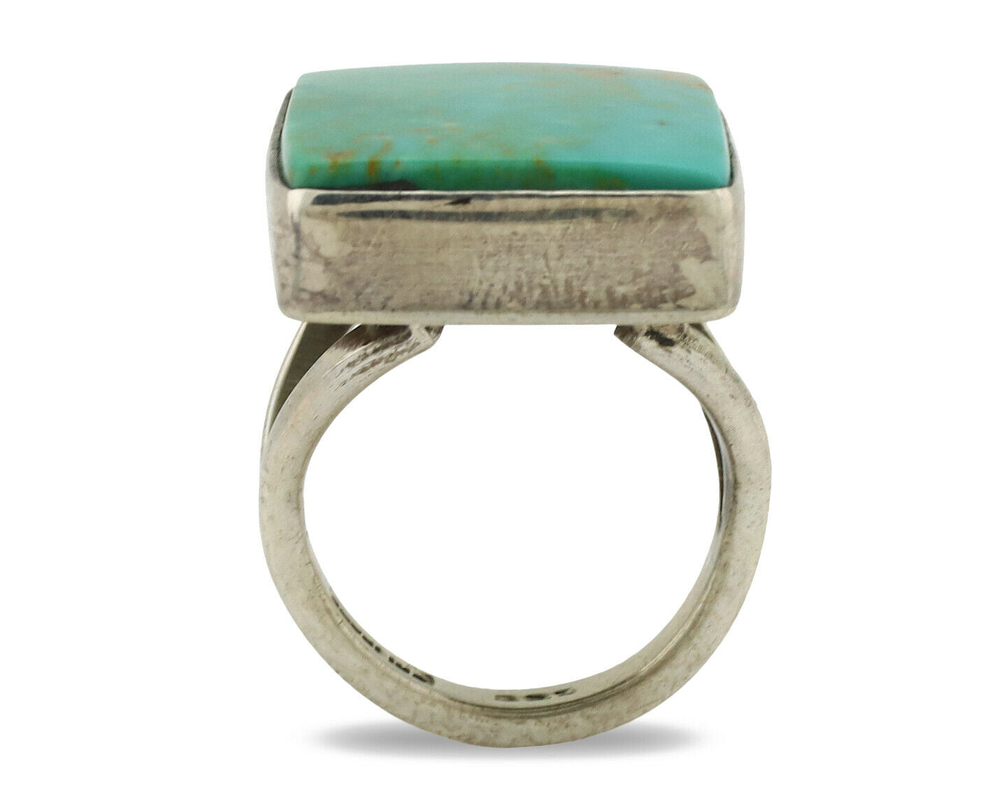 Navajo Ring .925 Silver Kingman Turquoise Artist Signed Gecko C.80's