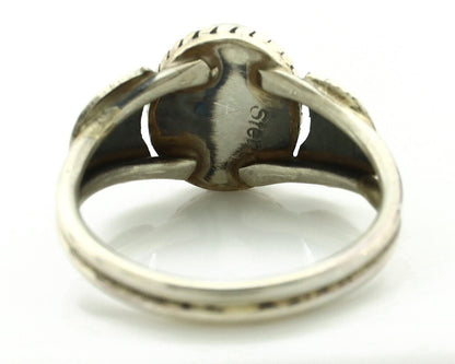Navajo Ring 925 Silver Natural Mined Malachite Native American Artist C.80's