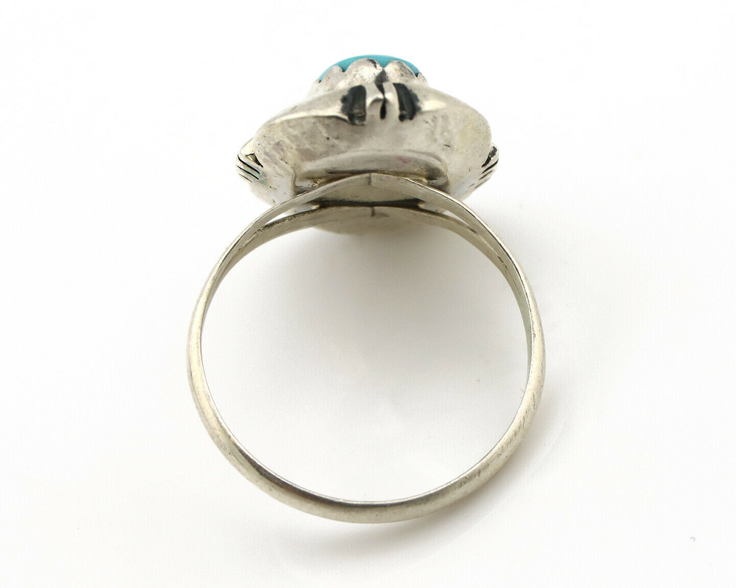 Navajo Ring .925 Silver Kingman Turquoise Handmade Native American Artist C.80's