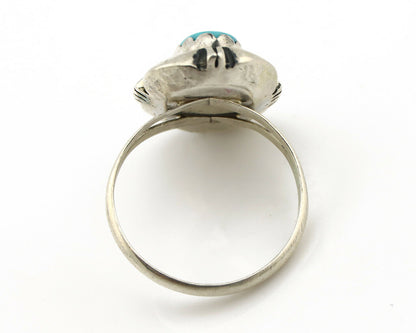 Navajo Ring .925 Silver Kingman Turquoise Handmade Native American Artist C.80's