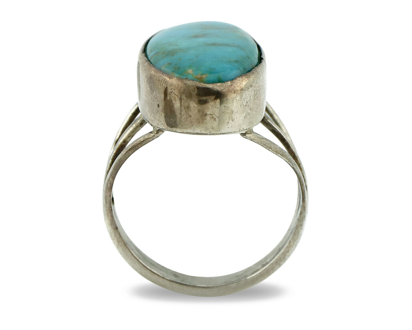 Navajo Ring .925 Silver Nevada Turquoise Native American Artist C.80's