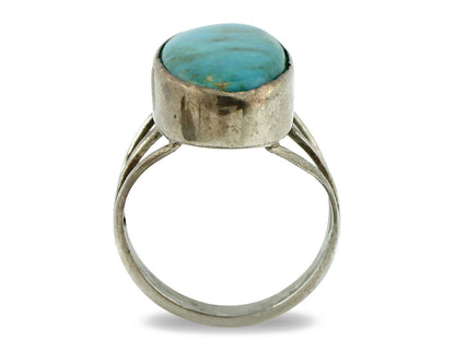 Navajo Ring .925 Silver Nevada Turquoise Native American Artist C.80's