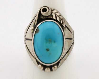 Navajo Ring .925 Silver Natural Blue Turquoise Native American Artist C.1980s
