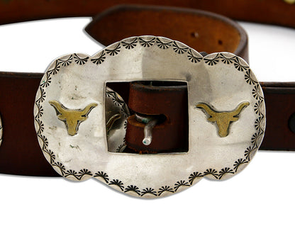 Navajo Concho Belt .925 Silver Signed Sacajawea C.80's