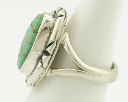 Navajo Ring .925 Silver Natural Mined Turquoise Artist Signed Gecko C.80's