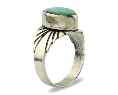 Navajo Ring .925 Silver Kingman Turquoise Artist Signed Apache C.80's