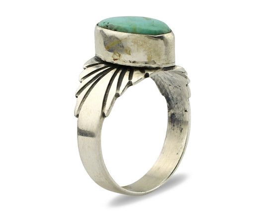 Navajo Ring .925 Silver Kingman Turquoise Artist Signed Apache C.80's