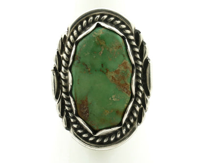 Navajo Ring .925 Silver Natural Uncolored Green Turquoise Signed Apache C.80's