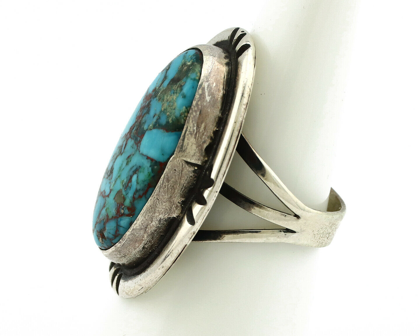 Navajo Ring .925 Silver Blue Turquoise Native American Artist C.80's