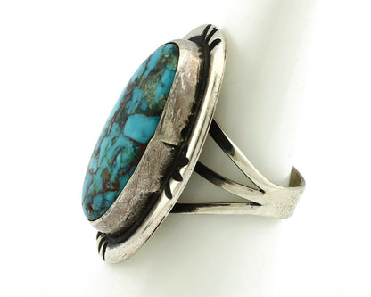 Navajo Ring .925 Silver Blue Turquoise Native American Artist C.80's