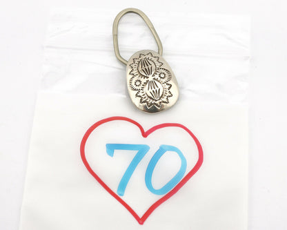 Navajo Key Chain .925 Silver Hand Stamped Native American Artist C.80s