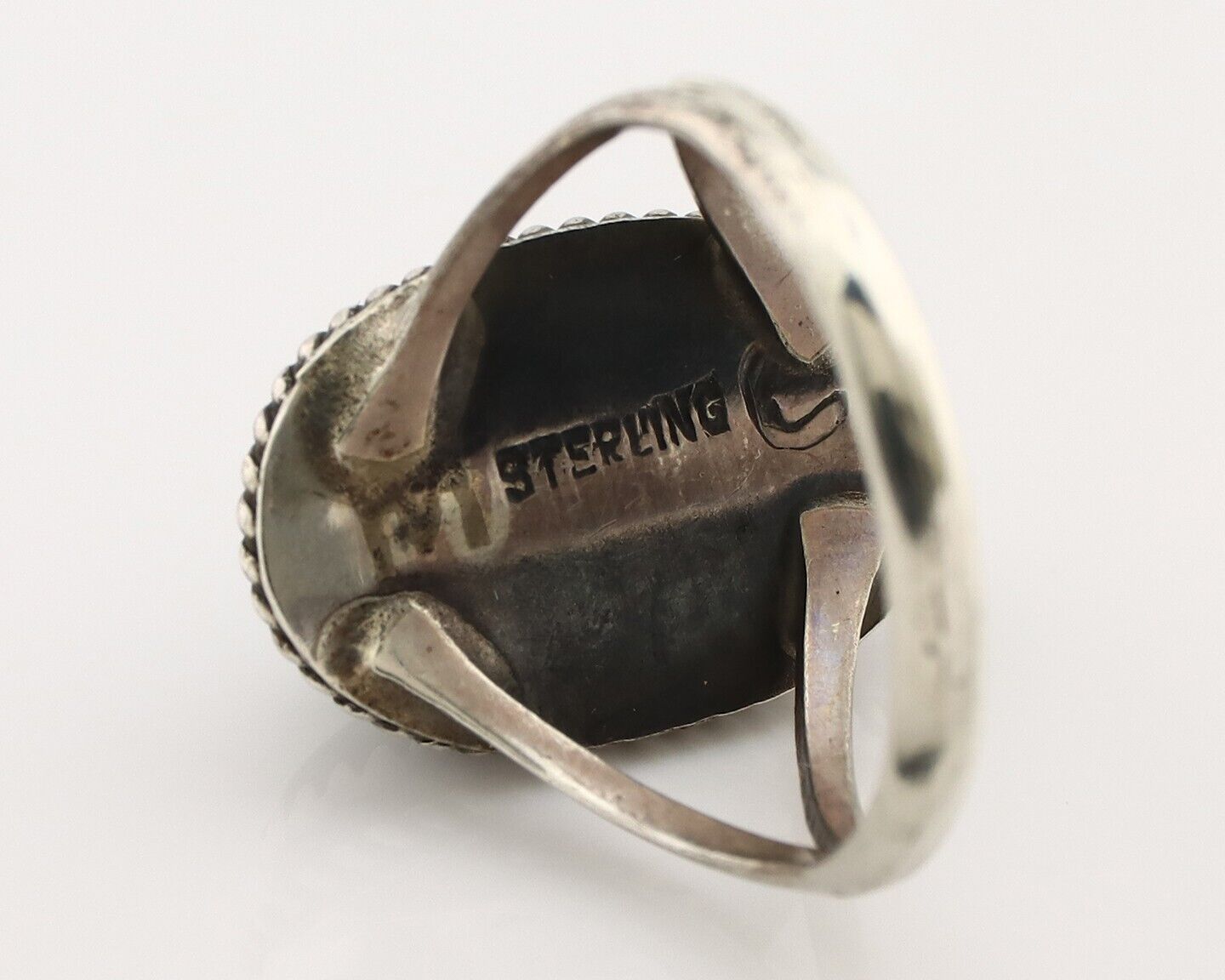 Navajo Handmade Ring 925 Silver Kingman Turquoise Artist Signed MC C.80's