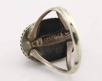 Navajo Handmade Ring 925 Silver Kingman Turquoise Artist Signed MC C.80's