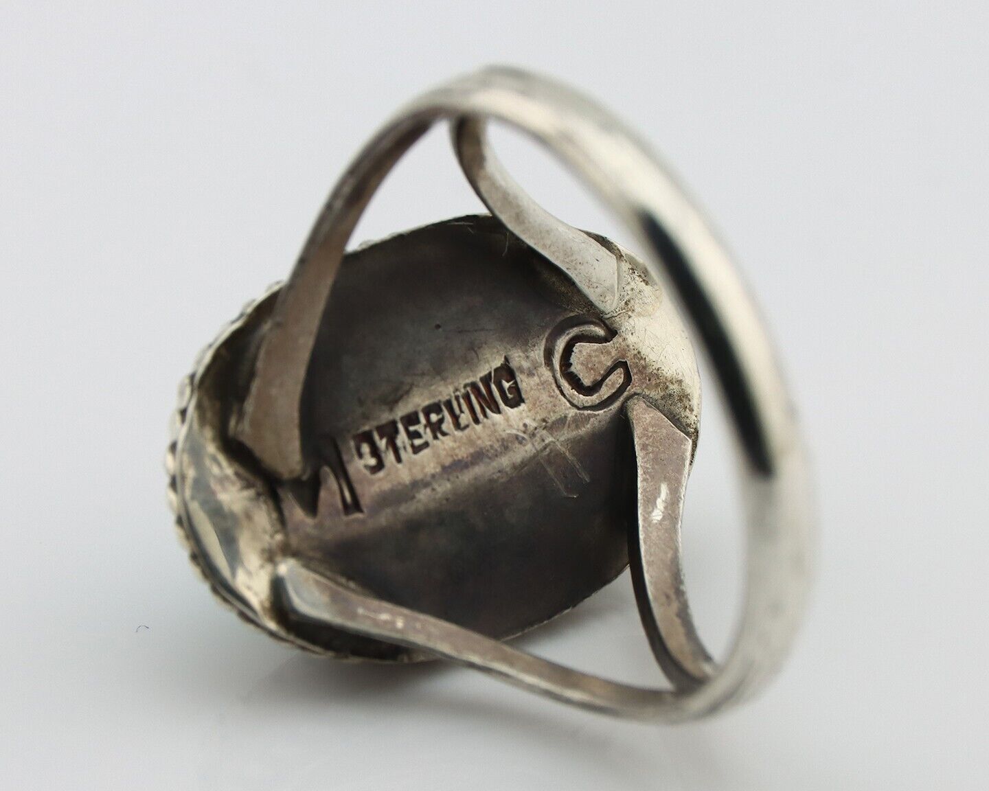 Navajo Handmade Ring 925 Silver Kingman Turquoise Artist Signed MC C.80's