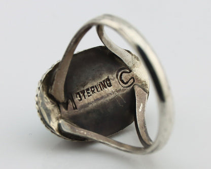 Navajo Handmade Ring 925 Silver Kingman Turquoise Artist Signed MC C.80's