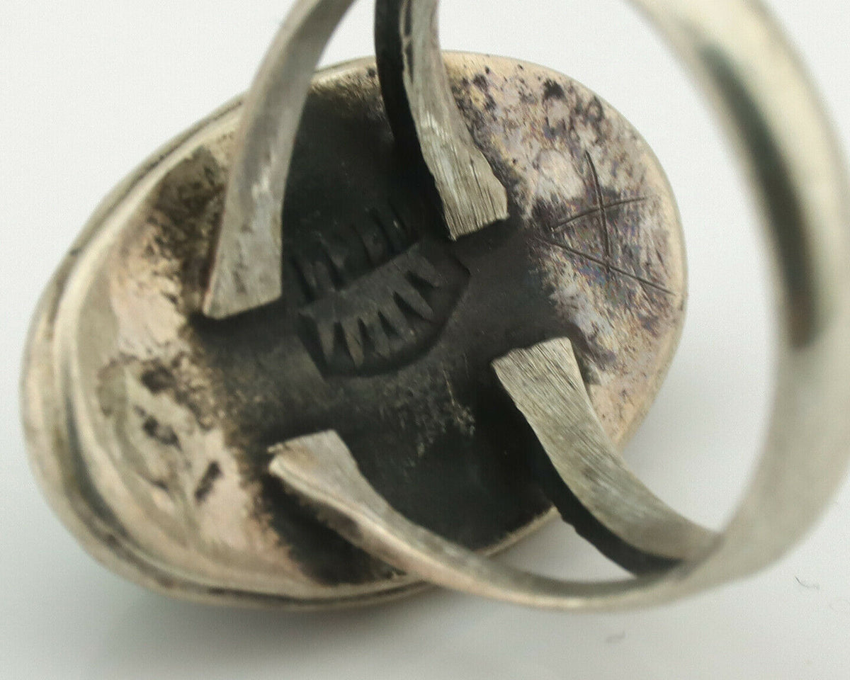Navajo Ring .925 Silver Natural Turquoise Artist Signed Native American C.80's