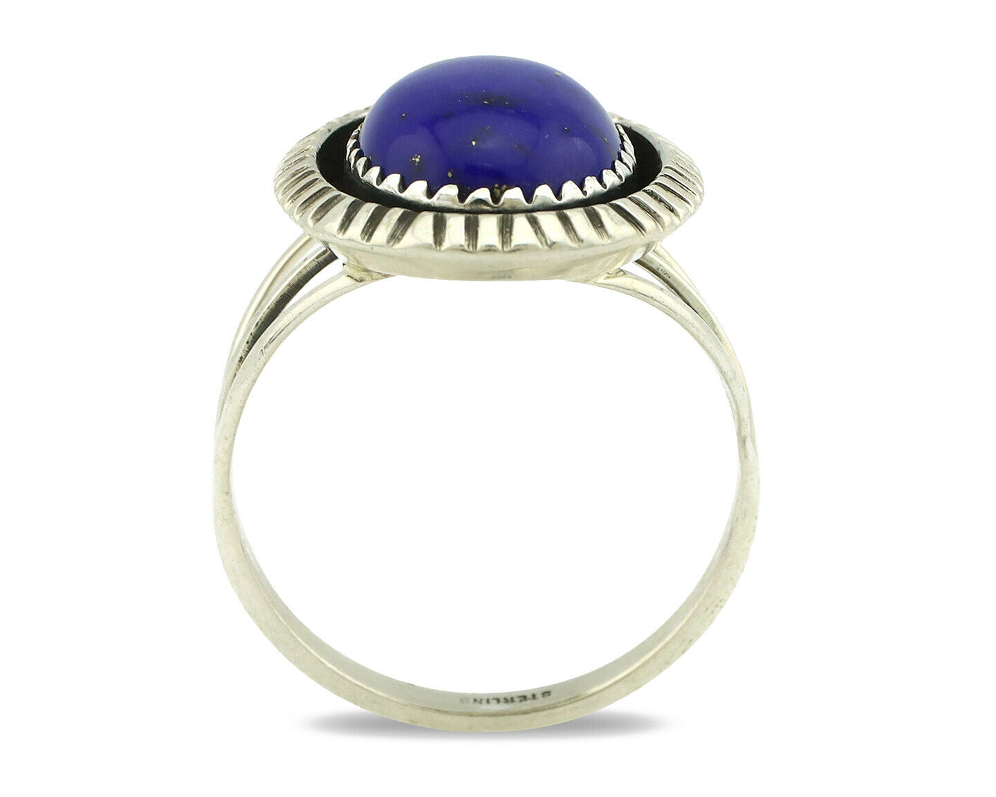 Navajo Ring .925 Silver Natural Lapis Lazuli Native American Artist C.80's