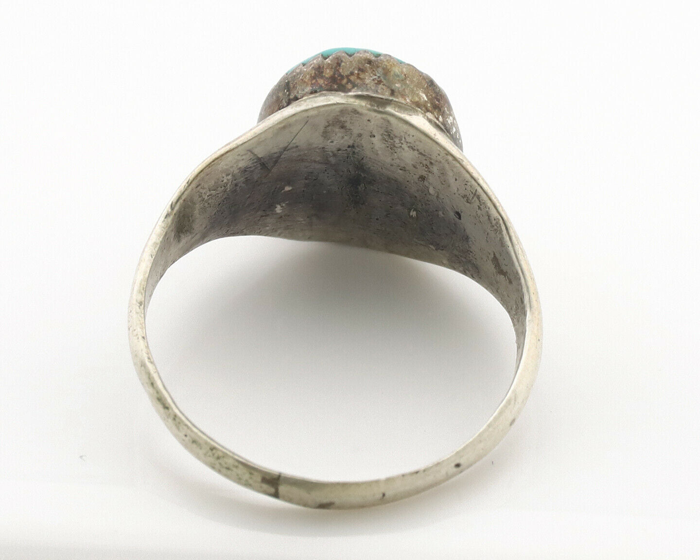 Zuni Ring .925 Silver Natural Blue Turquoise Native American Artist C.1980's