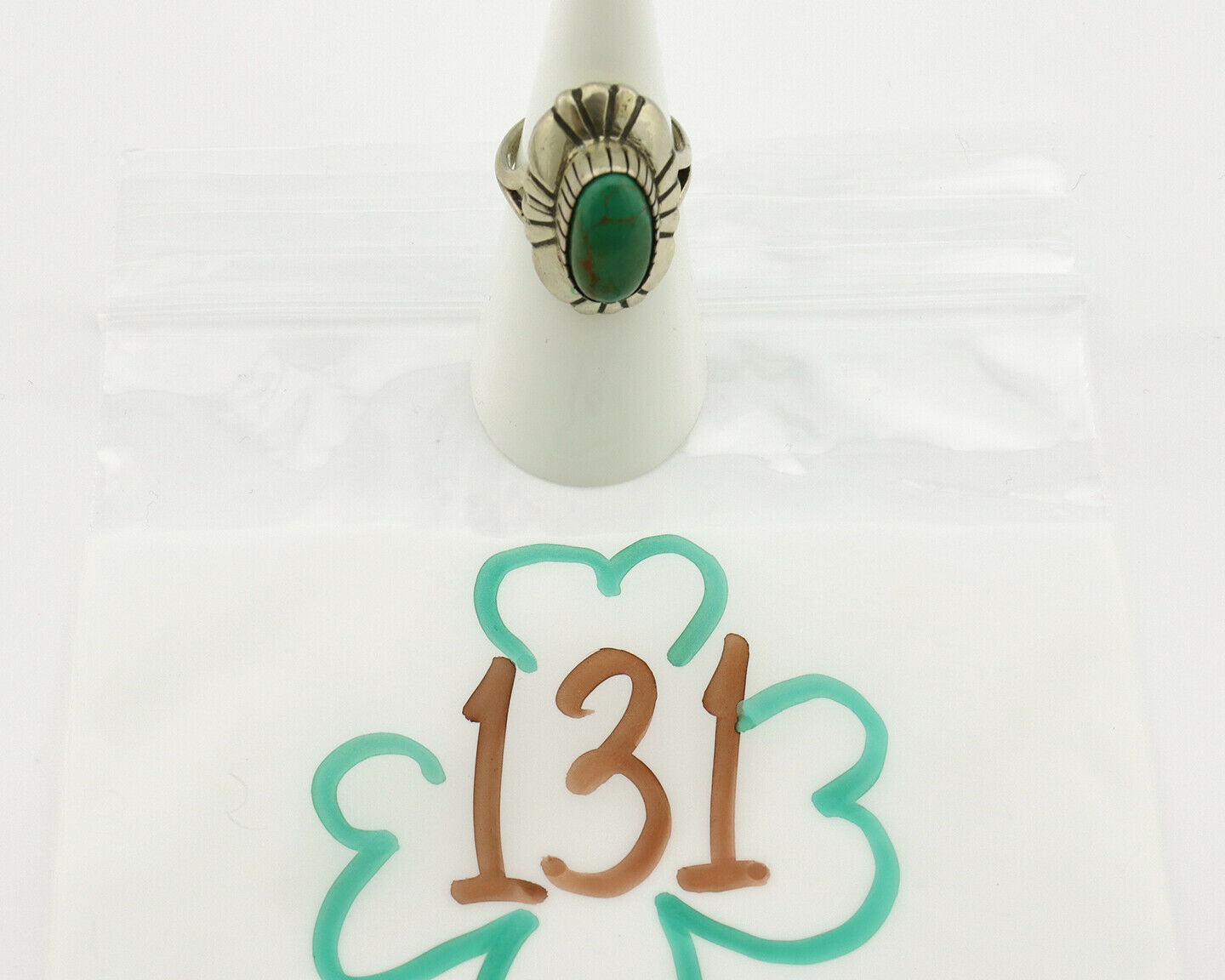 Navajo Ring .925 Silver Green Turquoise Signed M Montoya C.80's