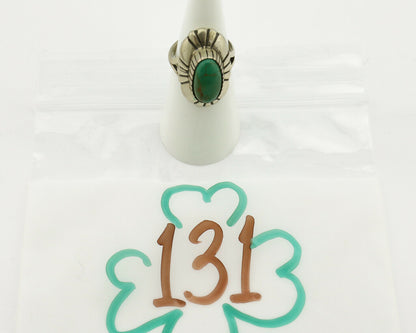 Navajo Ring .925 Silver Green Turquoise Signed M Montoya C.80's
