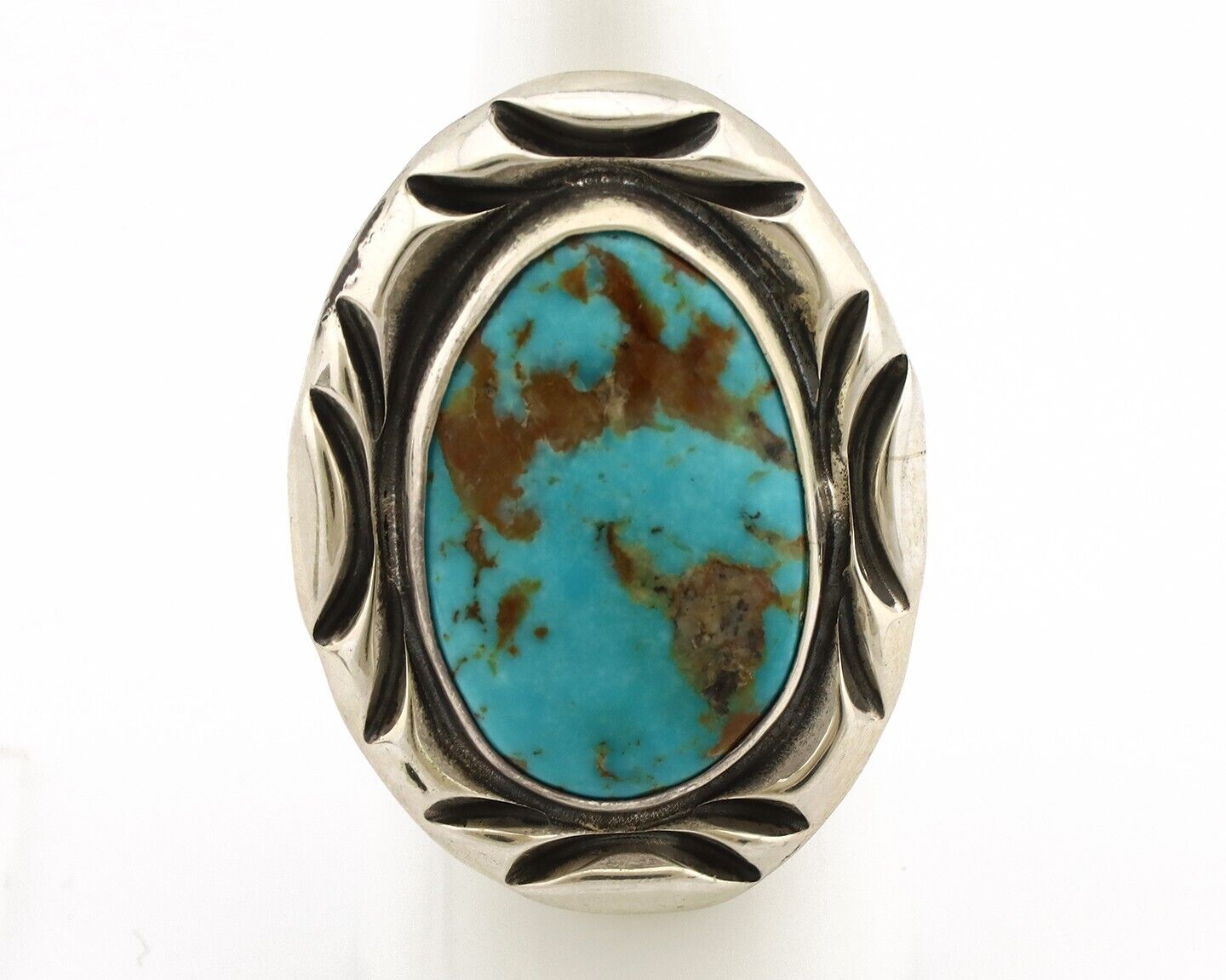 Navajo Ring 925 Silver Natural Blue Turquoise Native Artist Signed C Montoya C80