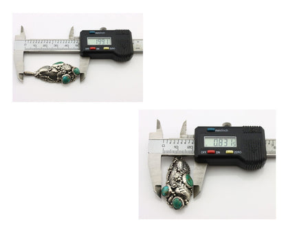 Navajo Pendant 925 Silver Natural Mined High Grade Turquoise Signed Tom Willeto