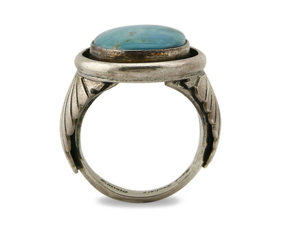 Navajo Kingman Turquoise Ring .925 Silver Artist Signed Doug Zachary C.80's