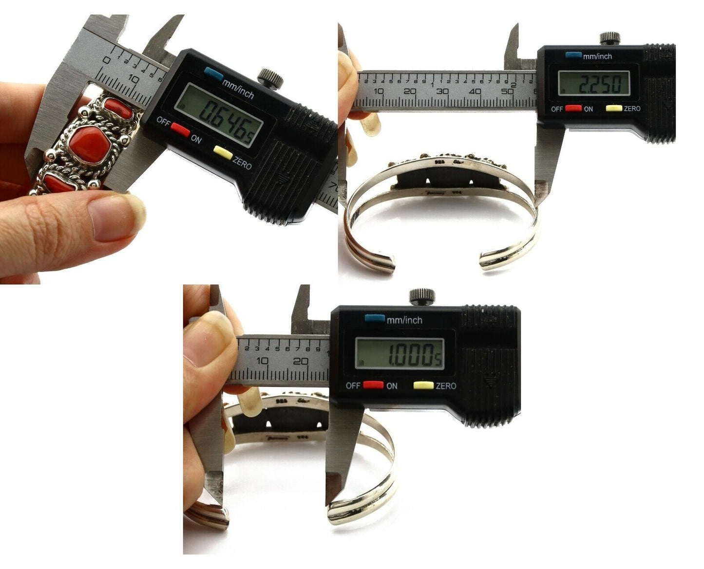 Navajo Red Coral Bracelet .925 Silver Native American Artist 80's