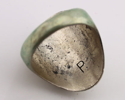 Navajo Ring 925 Silver Blue Sleeping Beauty Turquoise Artist Signed P C.80's