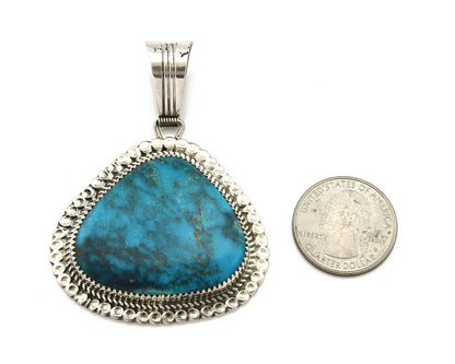 Navajo Pendant .925 Silver Blue Turquoise Signed Artist LTB C.80's