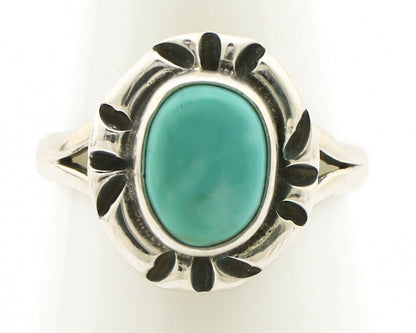 Navajo Ring .925 Silver Kingman Turquoise Artist Signed Gecko C.90's