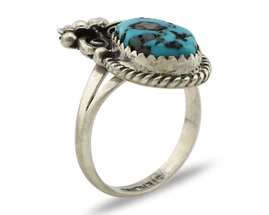 Navajo Ring 925 Silver Natural Blue Turquoise Native American Artist C.80's
