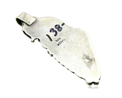 Navajo Pendant .925 Silver Real Natural Pink Mussel Signed Yazzie C.80's