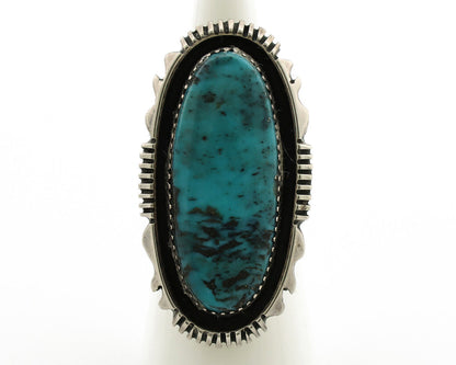 Navajo Ring .925 Silver Spiderweb Turquoise Artist Signed Begay C.1980's