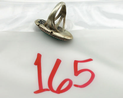 Navajo Ring .925 Silver Spiderweb Turquoise Native American Artist C.1980's