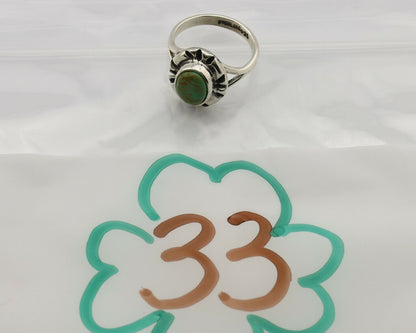 Navajo Ring .925 Silver Kingman Turquoise Artist Signed Gecko C.90's