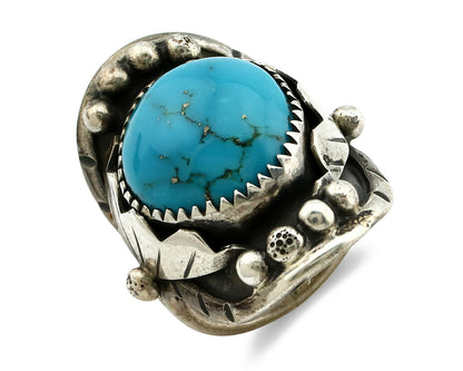 Navajo Ring .925 Silver Blue Southwest Turquoise Native American Artist C.80's