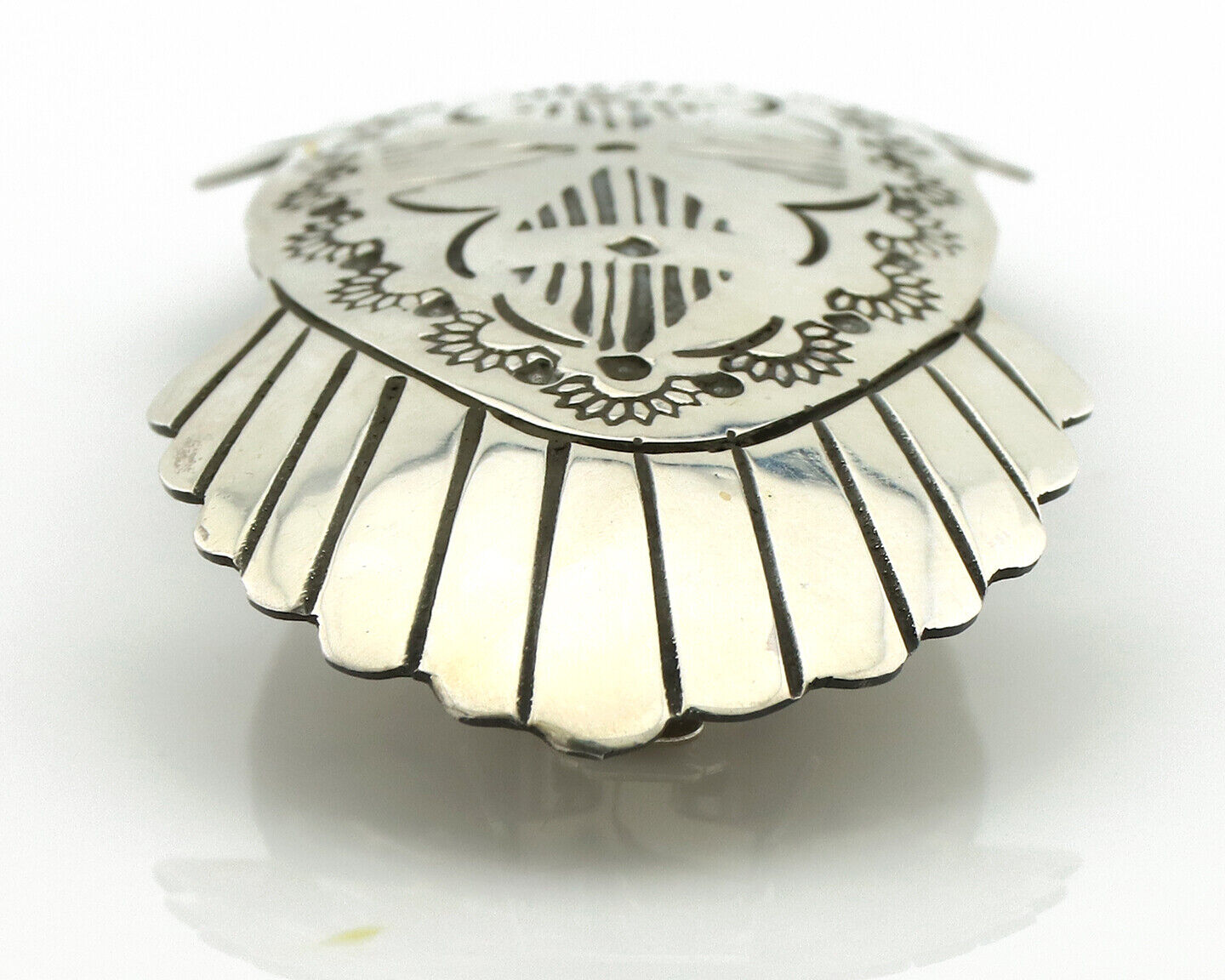 Navajo Hair Clip Barrette .925 Silver Hand Stamped Artist Signed C Montoya C80s
