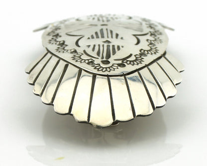 Navajo Hair Clip Barrette .925 Silver Hand Stamped Artist Signed C Montoya C80s