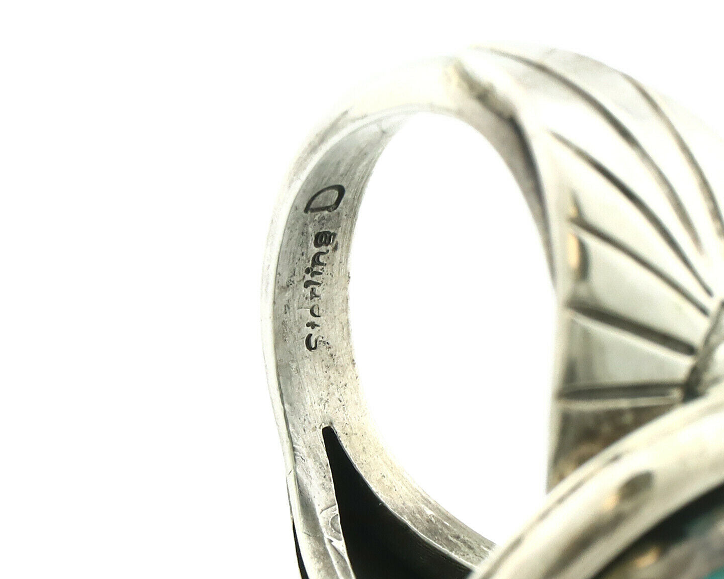 Navajo Ring .925 Silver Blue Gem Turquoise Artist Signed DZ C.80's