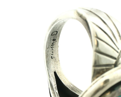 Navajo Ring .925 Silver Blue Gem Turquoise Artist Signed DZ C.80's