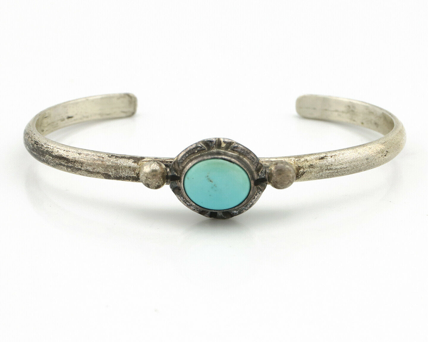 Navajo Bracelet .925 Silver Blue Turquoise Native American Artist C.90's