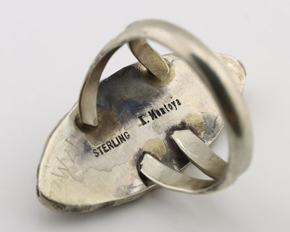 Navajo Handmade Ring 925 Silver Natural Coral Artist Signed K Montoya C.80's