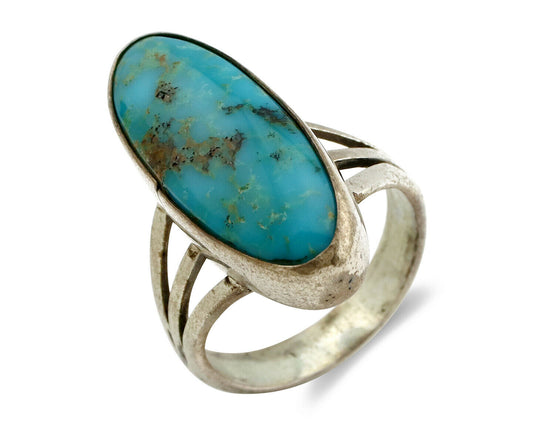 Navajo Ring .925 Silver Arizona Turquoise Native American Artist C80s