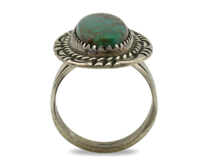 Navajo Ring .925 Silver Kingman Turquoise Native American Artist C.1980's