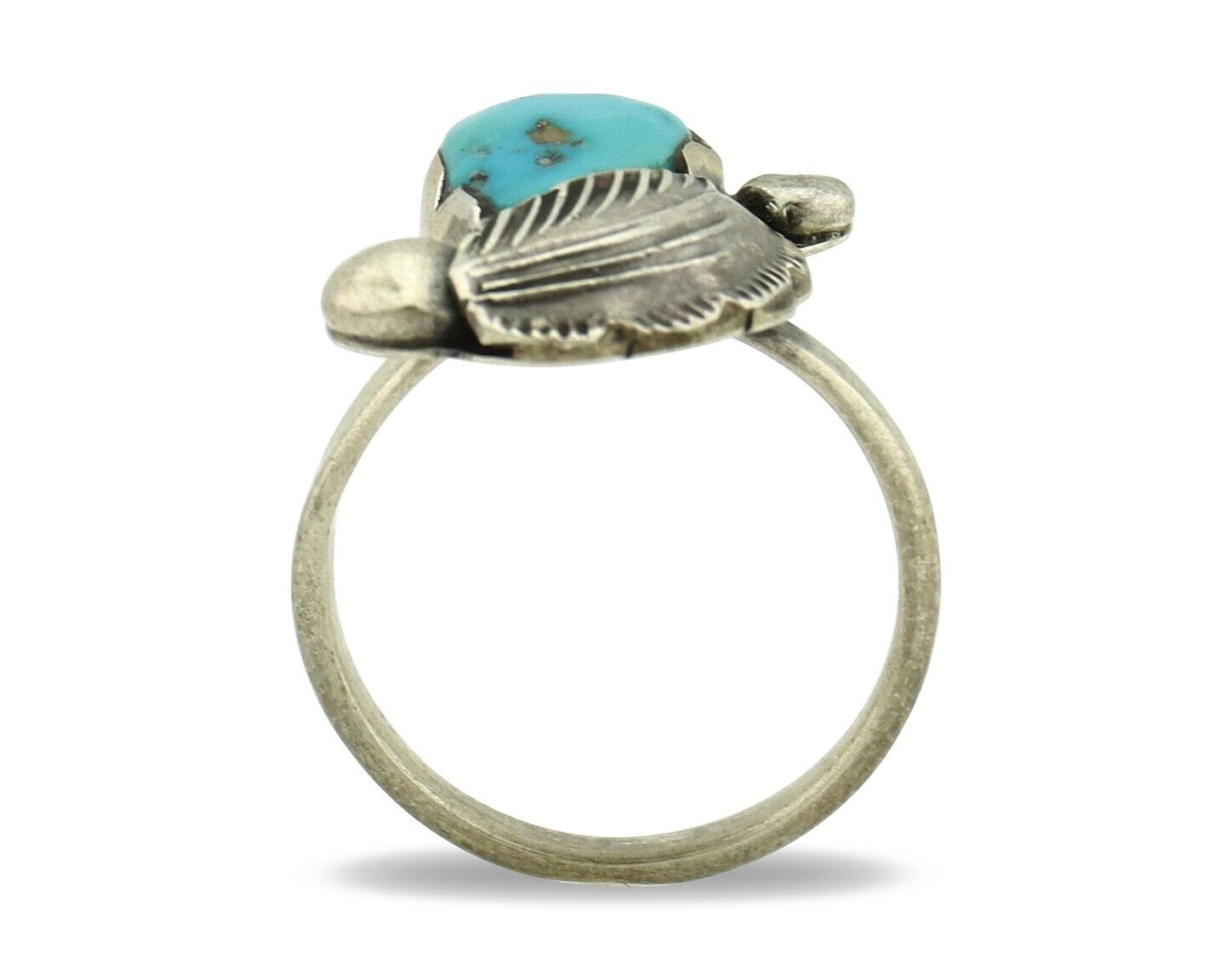 Zuni Ring 925 Silver Natural Blue Gem Turquoise Artist Signed Simplicio C.80's