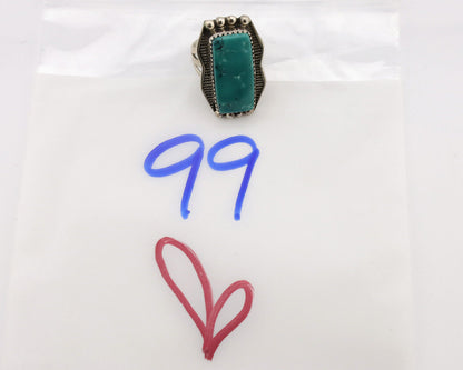 Navajo Ring .925 Silver Natural Blue Turquoise Artist Signed S C.80's