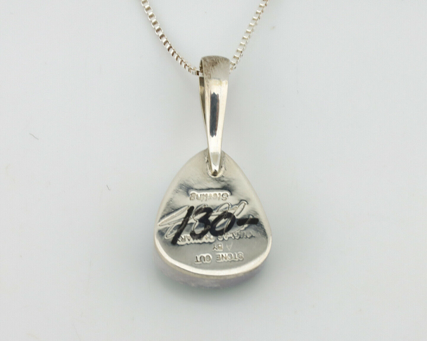 Navajo Pendant .925 Silver Pilot Mountain Turquoise Artist Signed DZ C.80's