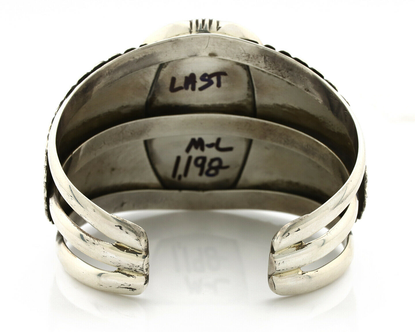 Navajo Bracelet .925 Silver Hand Carved Warrior Native American Artist