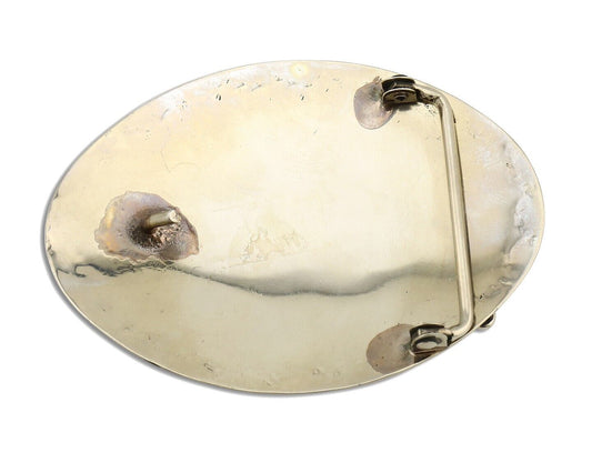 Navajo Horse Belt Buckle Nickle Silver Gemstone Handmade Native American C.80's